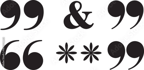 Fototapeta Stylized typography elements including quotation marks ampersand and asterisks