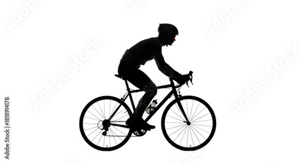 Obraz Cyclist silhouette pops with white outline against black; ideal for sports posters, team branding, fitness campaigns.
