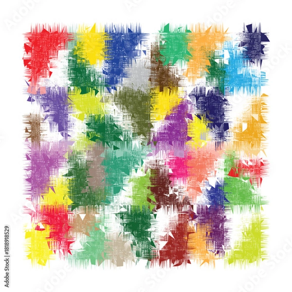 Fototapeta Colorful Brushstroke Grid Abstract Art with Layered Triangles and Vibrant Textured Composition