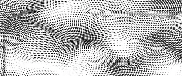 Fototapeta Abstract halftone wave dotted background. Fantastic monochrome texture.