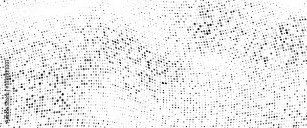 Fototapeta Abstract halftone dotted background. Monochrome futuristic grunge pattern, stars. Vector modern optical pop art texture for posters, site, postcard, cover, labels, vintage sticker, mock-up layout.