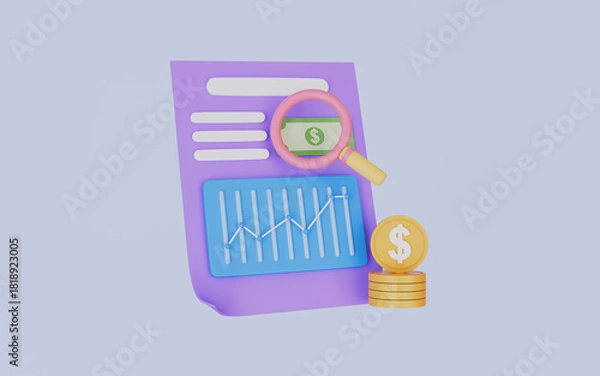 Obraz Investment Research Report 3d illustration