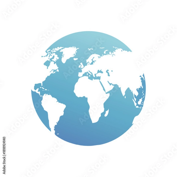 Fototapeta A simplified illustration of the Earth showcasing continents and oceans against a gradient background.