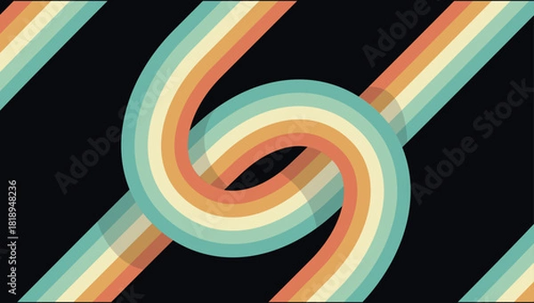 Obraz A groovy vector abstract background steeped in a vibrant 70s aesthetic. This retro-inspired graphic, perfect for nostalgic branding, event posters, or dynamic digital collages.