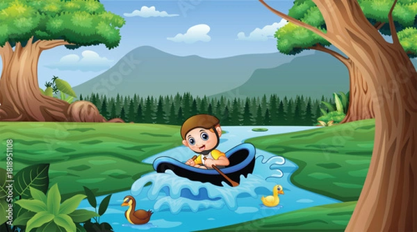 Obraz Forest or rainforest scene with tiger family