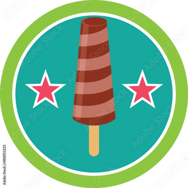 Obraz Chocolate Popsicle Badge with Stars