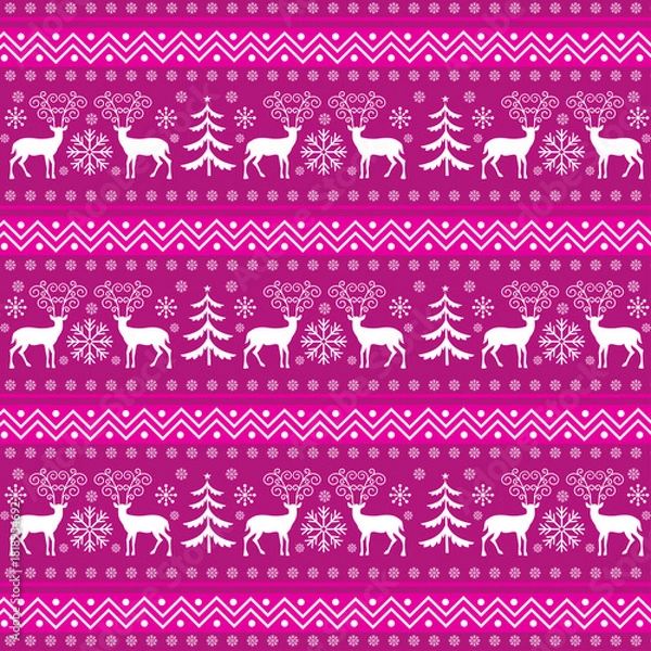 Fototapeta CHRISTMAS pattern background in purple color