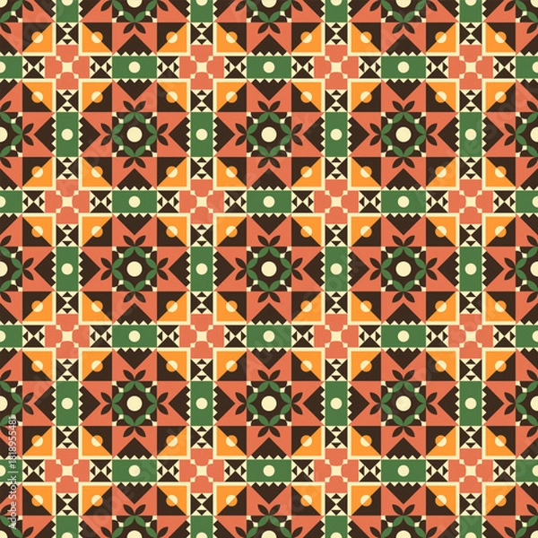 Obraz Geometric Tile Pattern with Earthy Tones