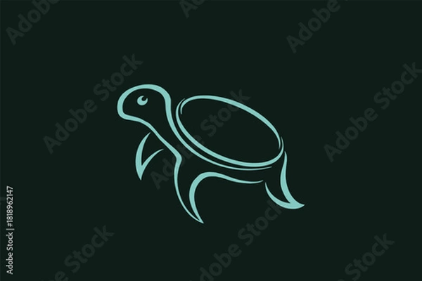 Fototapeta turtle line elegant logo