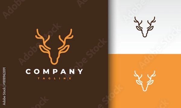 Fototapeta Minimalist Line Art Deer Head Logo Design Concept