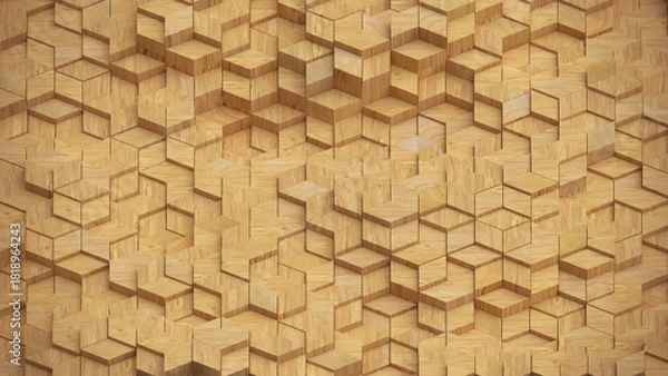 Obraz Wooden Hexagon Geometric Pattern Background 3D render