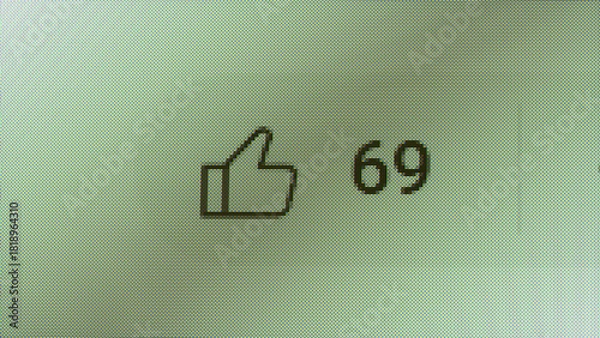 Obraz Like Counter with 69 Likes on Screen 3D render