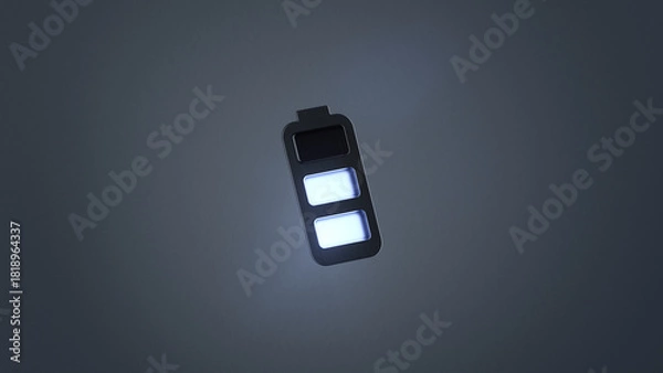 Obraz Glowing Battery Icon with Partial Charge 3D render