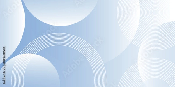Fototapeta Blue and white gradient abstract background with overlapping circle shapes and modern striped effect. Vector illustration.
