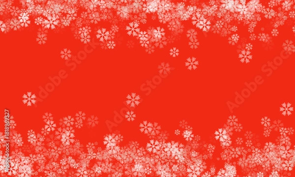 Fototapeta Red christmast estive winter background with white snowfall and snowflakes. Snowflakes background with empty text area.