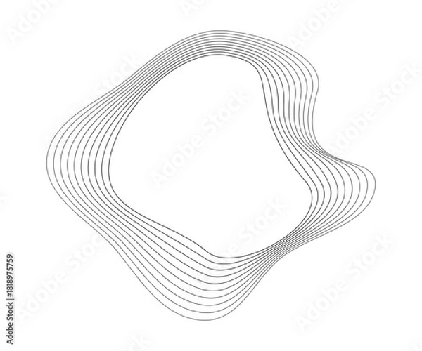 Obraz Round curved sound waves with dynamic wavy stripes