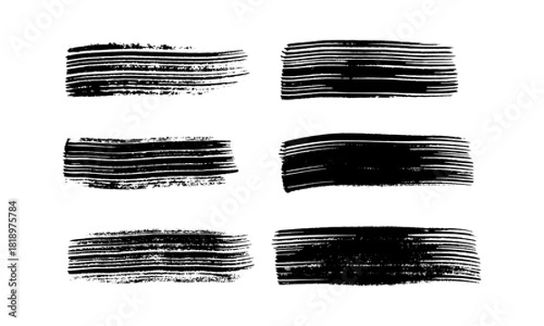 Obraz Set of black hand drawn brush strokes