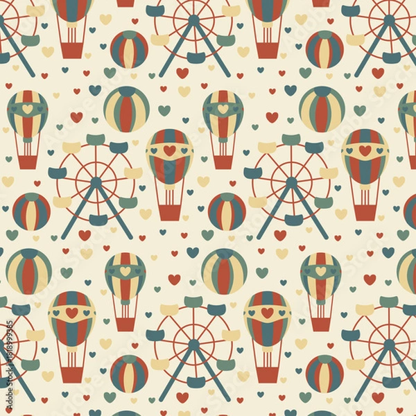 Fototapeta Seamless Pattern of Amusement Park Elements