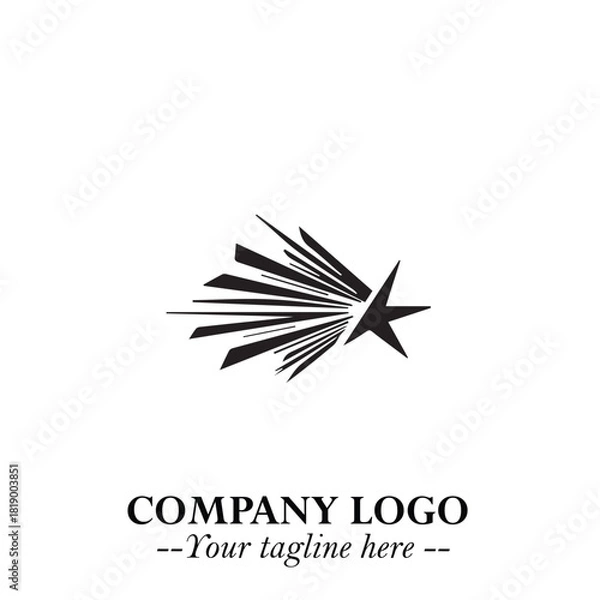 Fototapeta Black Star Moving Fast Logo Symbol in Dynamic Minimal Vector Style on Clean White Background