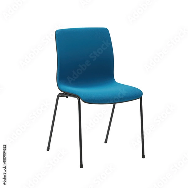 Obraz Modern blue plastic chair with metal legs isolated on transparent background