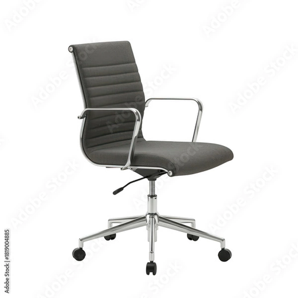 Obraz Modern office chair with chrome accents isolated on transparent background