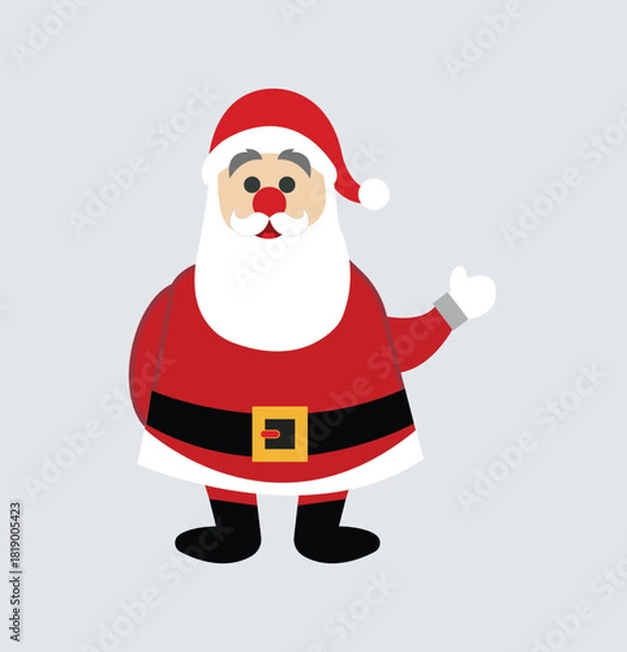 Fototapeta Illustration of a cartoon santa claus character in red suit with white beard and hat