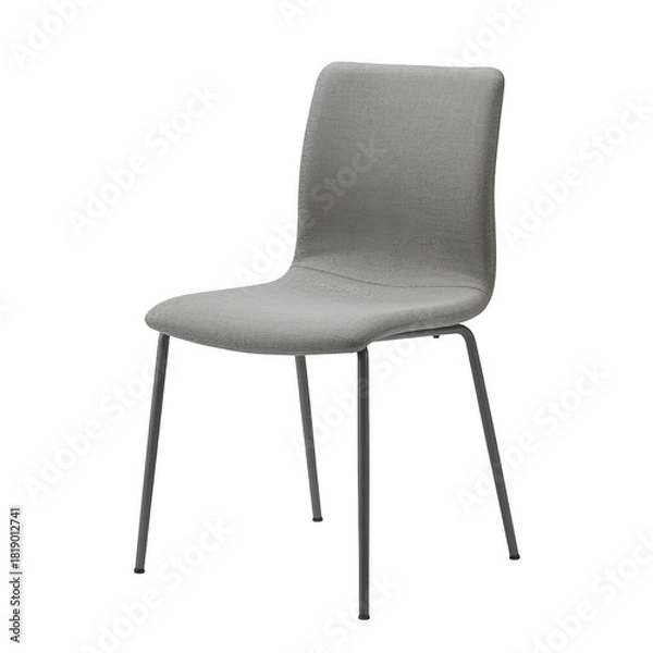 Obraz Modern gray upholstered dining chair isolated on transparent background