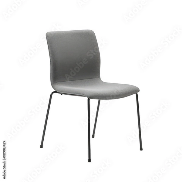 Obraz Modern gray plastic chair with metal legs isolated on transparent background