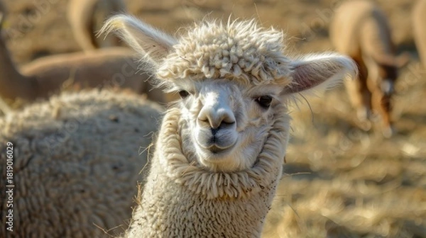 Obraz Adorable Fluffy Alpaca Portrait