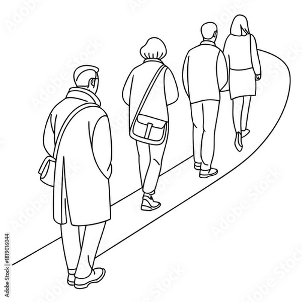 Fototapeta continuous line drawing of friends group enjoy school finish