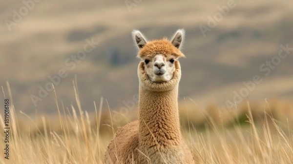 Obraz Adorable Fluffy Alpaca Portrait
