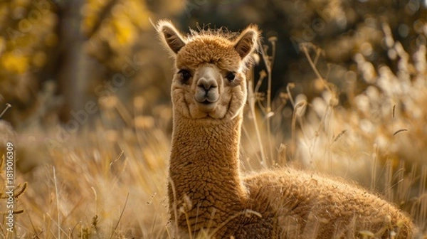 Obraz Adorable Fluffy Alpaca Portrait