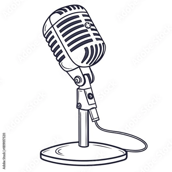 Fototapeta microphone line art style illustration vector eps 10
