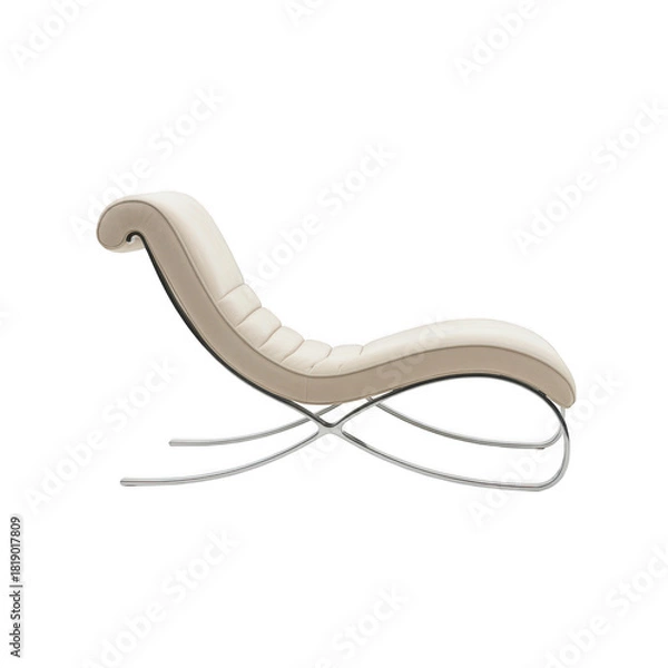 Obraz Modern lounge chair with curved metal legs isolated on transparent background