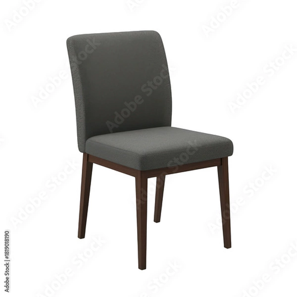 Obraz Modern upholstered dining chair with wooden legs isolated on transparent background