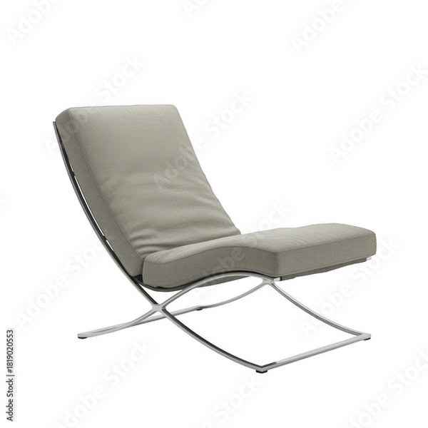 Obraz Modern lounge chair with metal frame isolated on transparent background