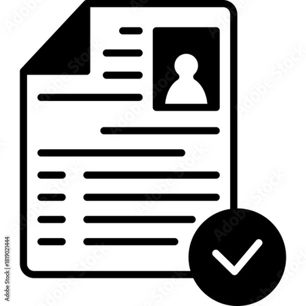 Fototapeta Approved CV Solid Icon