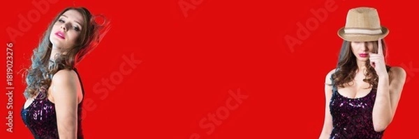 Obraz Young beautiful sexy girl dancing in a beautiful dress