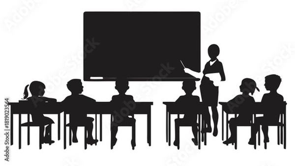 Fototapeta Flat vector illustration of a teacher silhouette representing education knowledge and guidance suitable for school or learning related designs