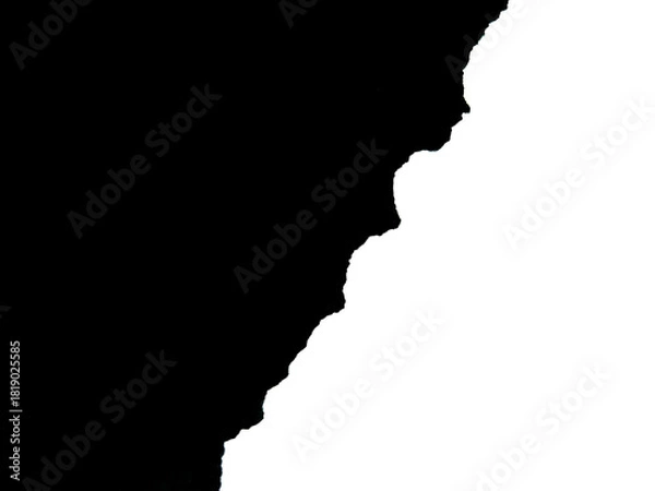 Obraz Black Torn Paper Edge Texture on White Background