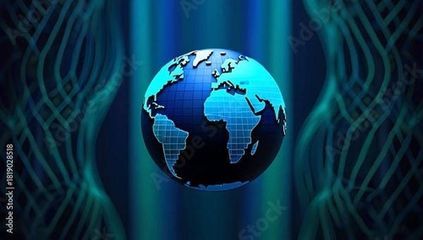 Fototapeta Global Connectivity Digital World Network Technology Representation with Abstract Background