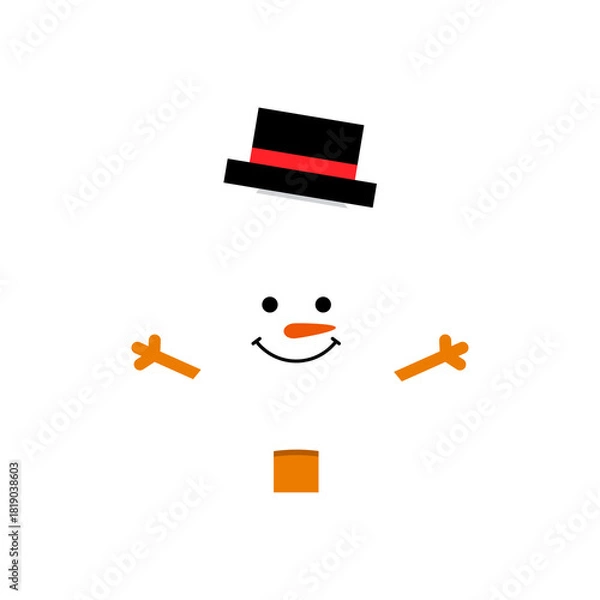 Fototapeta Cute Snowman Tree Illustration Isolated on a White Background