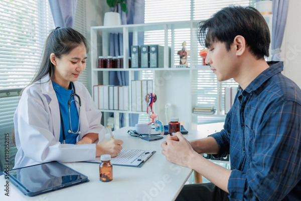 Fototapeta The doctor gives guidance on improving male sexual function.