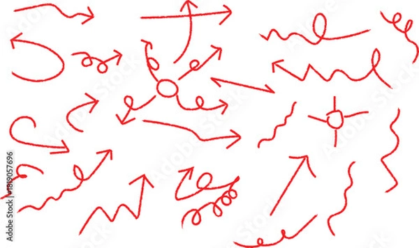 Fototapeta Doodle Arrow Pack in Red Marker Style