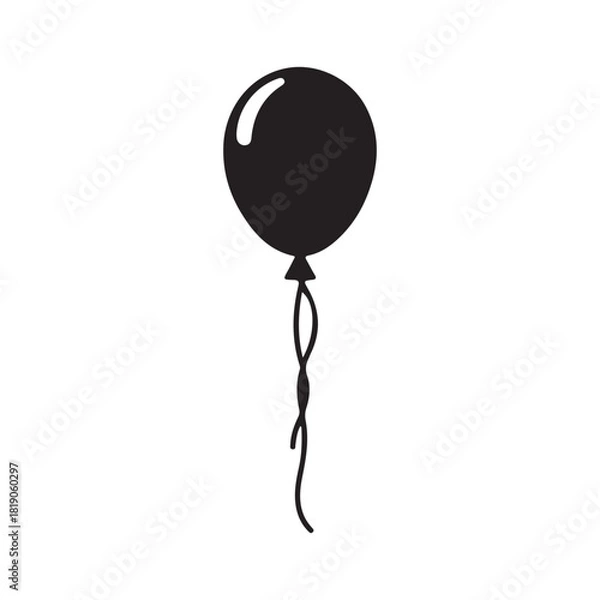 Fototapeta Balloon Silhouette with Twisted String – Party Celebration Icon