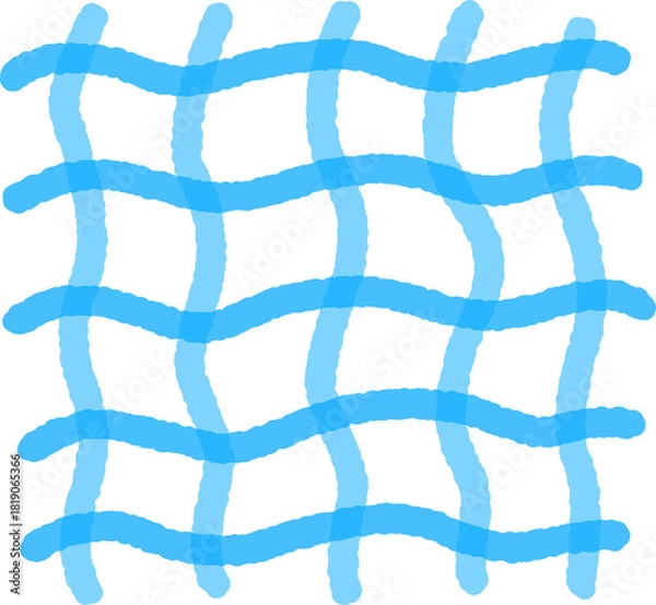 Obraz Hand-Drawn Sky Blue Checkered Grid Pattern Background – Soft Pastel Fabric Texture Illustration