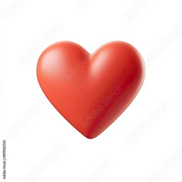 Obraz Soft, 3D rendered red heart with subtle shading on a white background