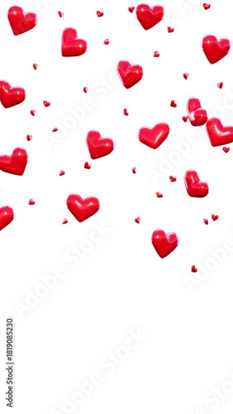 Obraz Vertical falling red hearts background 3D render