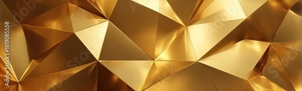 Obraz Abstract gold surface with triangular facets and varied lighting