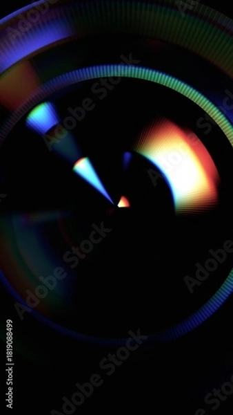 Obraz Abstract iridescent circles with glowing lights, vertical orientation, 3d render